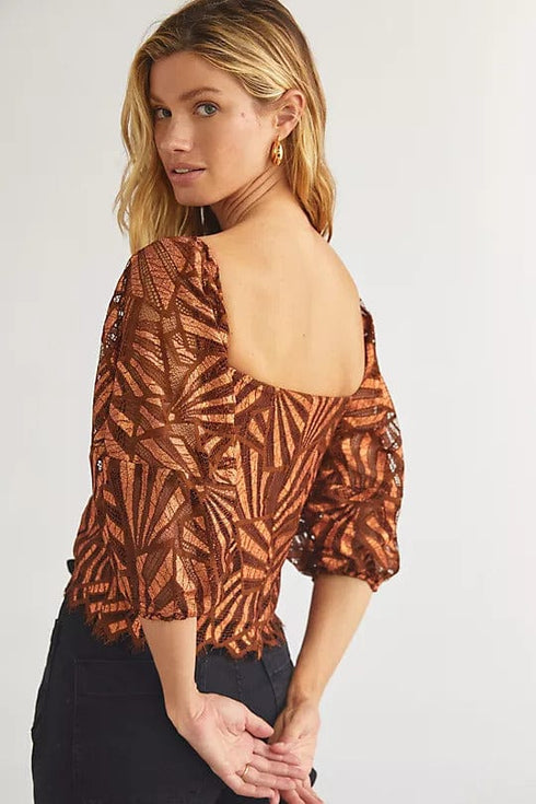 Shine Lace Blouse – Copper Metallic
